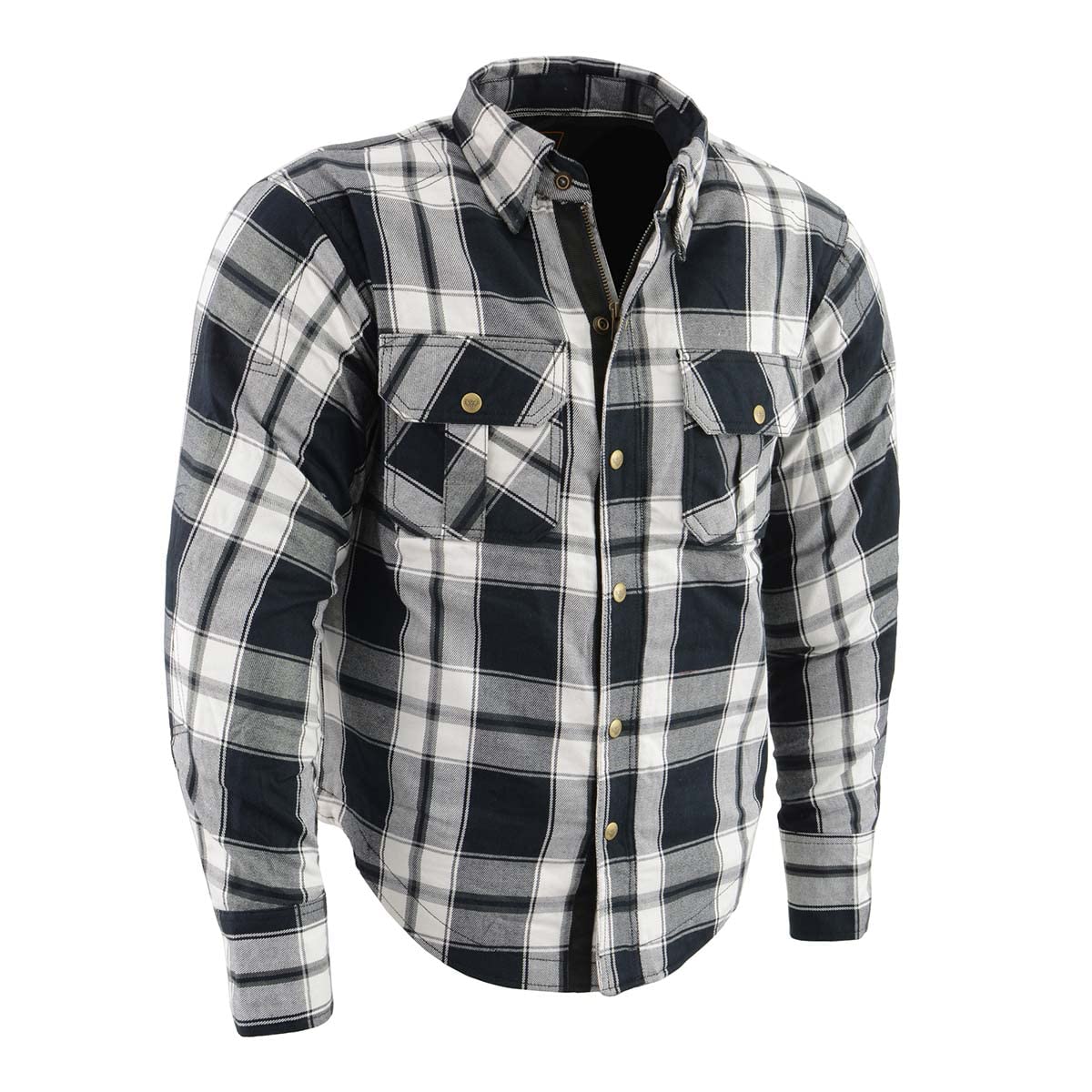 Milwaukee Leather MPM1644 Men's CE Armored Plaid Flannel Biker Shirt - Aramid Fiber Reinforced Motorcycle Jacket - Large Black - Perfect for Riding & Outdoor Adventures