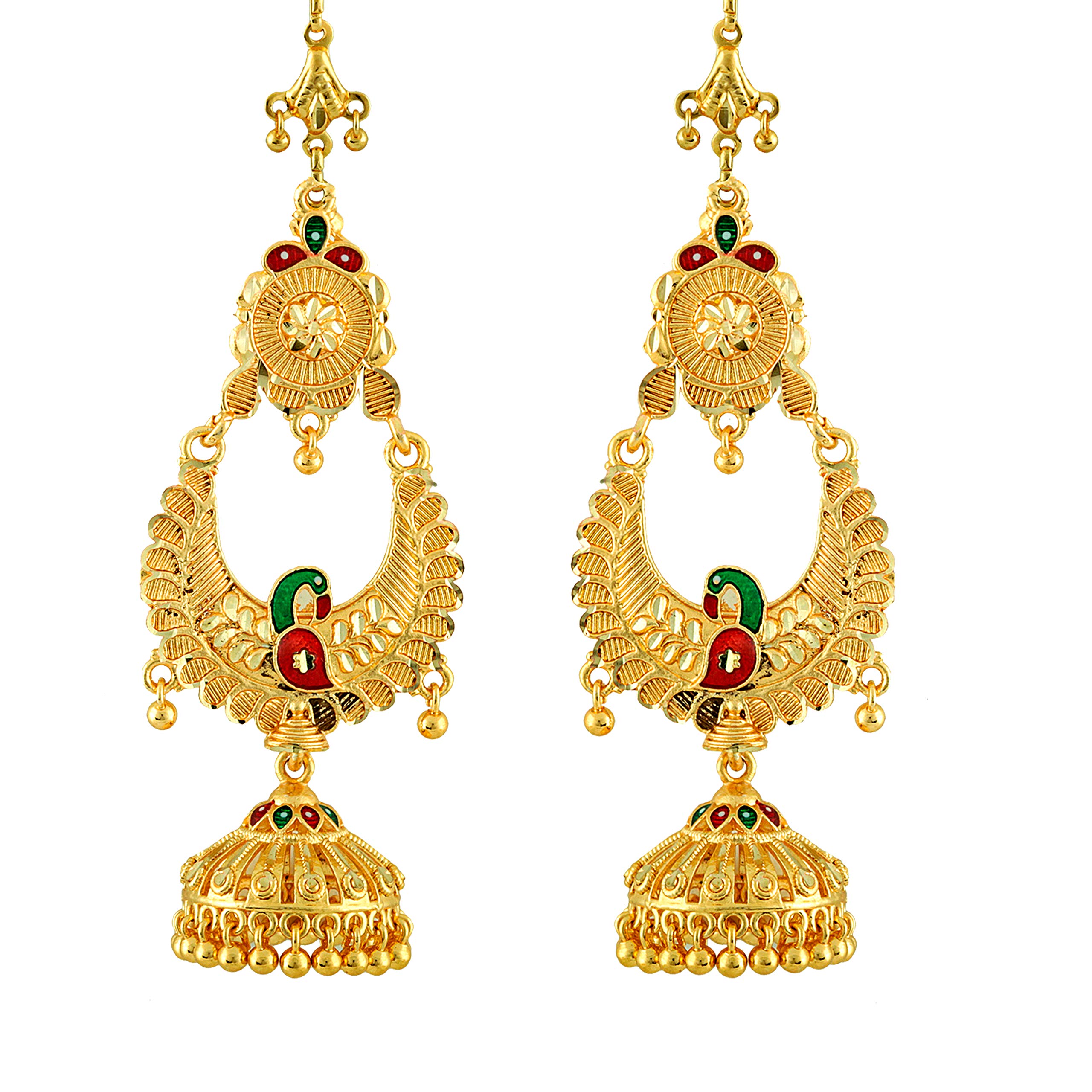 MEENAZ Copper & Yellow Gold Brass Earrings for Girls - Elegant Golden Yellow Jewelry for Women & Teens - Perfect for Parties, Weddings & Everyday Wear