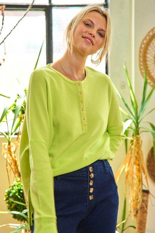 Stylish Button Down Side Slit Pullover Knit Top for Women | Casual & Office Wear | Perfect for Layering & Everyday Outfits