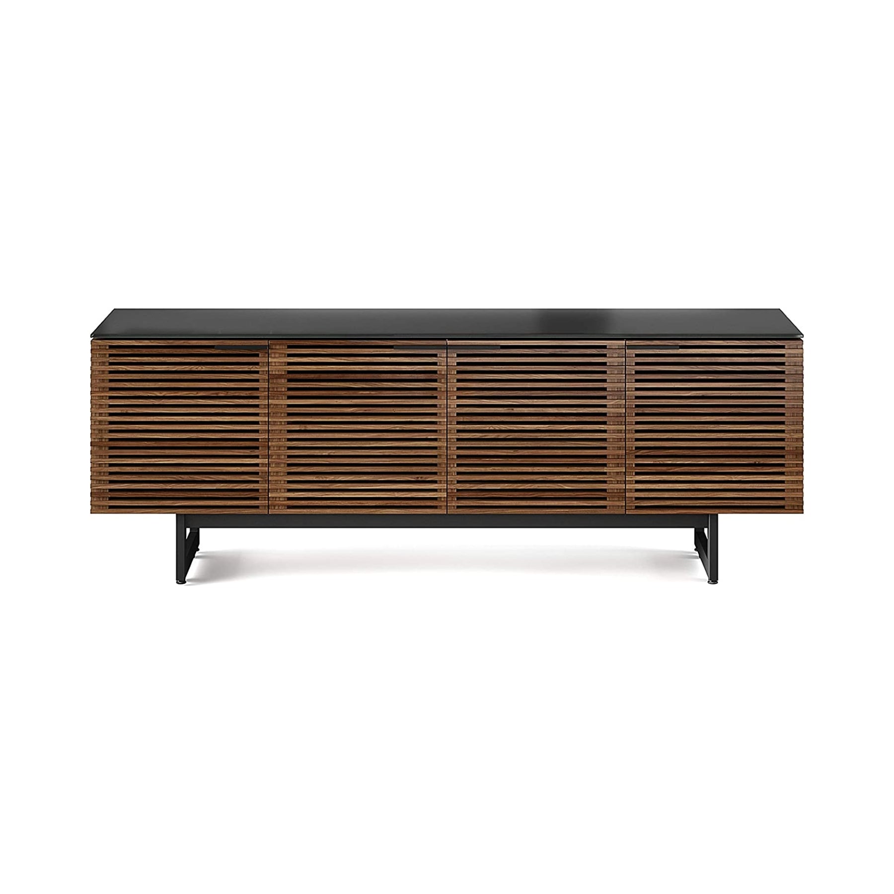 BDI 8179 Natural Walnut Quad Cabinet - Stylish TV Media Stand with 4 Storage Compartments | Perfect for Living Room, Home Theater & Entertainment Centers