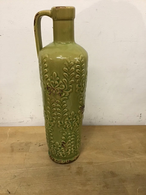 14.5 Inch Vintage Green Ceramic Vase - Handcrafted Home Decor for Living Room, Dining Table, Wedding Centerpiece