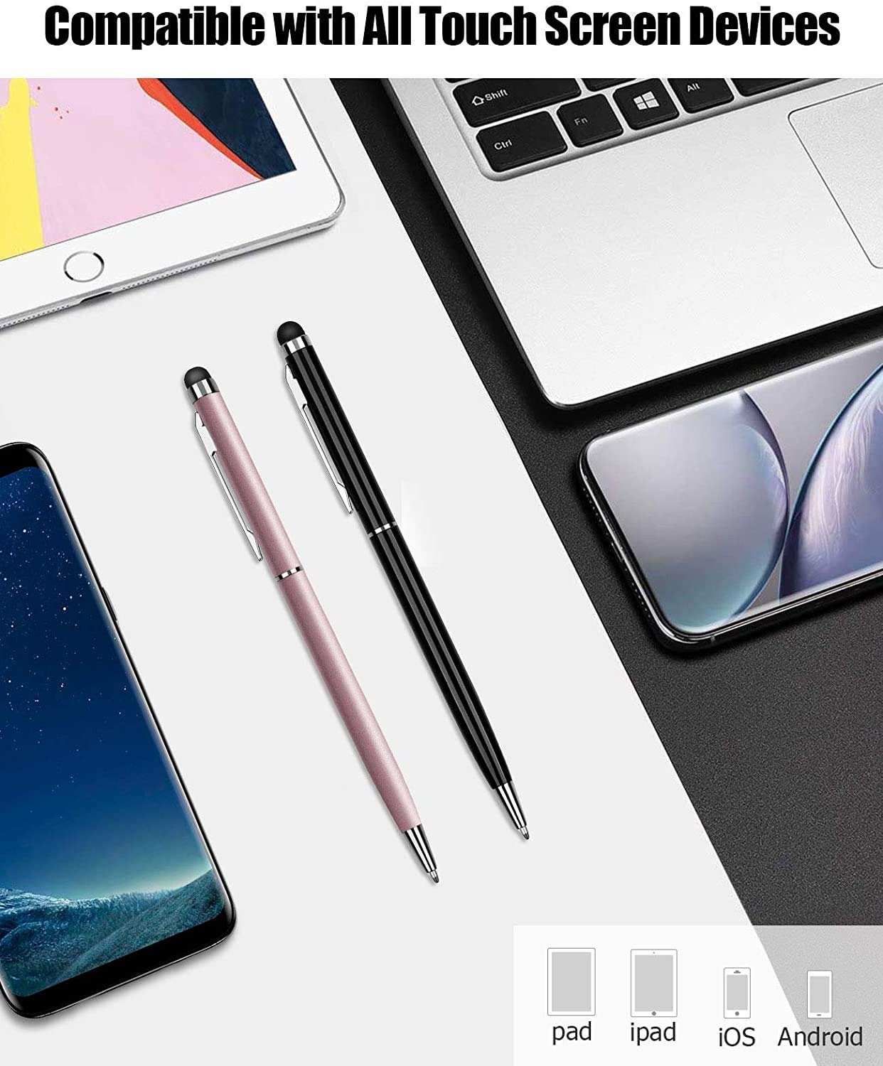 Anngrowy 2-in-1 Stylus Pen & Ballpoint Pen - Universal Touch Screen Stylus for iPad, iPhone, Tablet, Laptop, Kindle, Samsung Galaxy - Perfect for Drawing, Note-Taking & Digital Signatures on All Capacitive Touch Screens