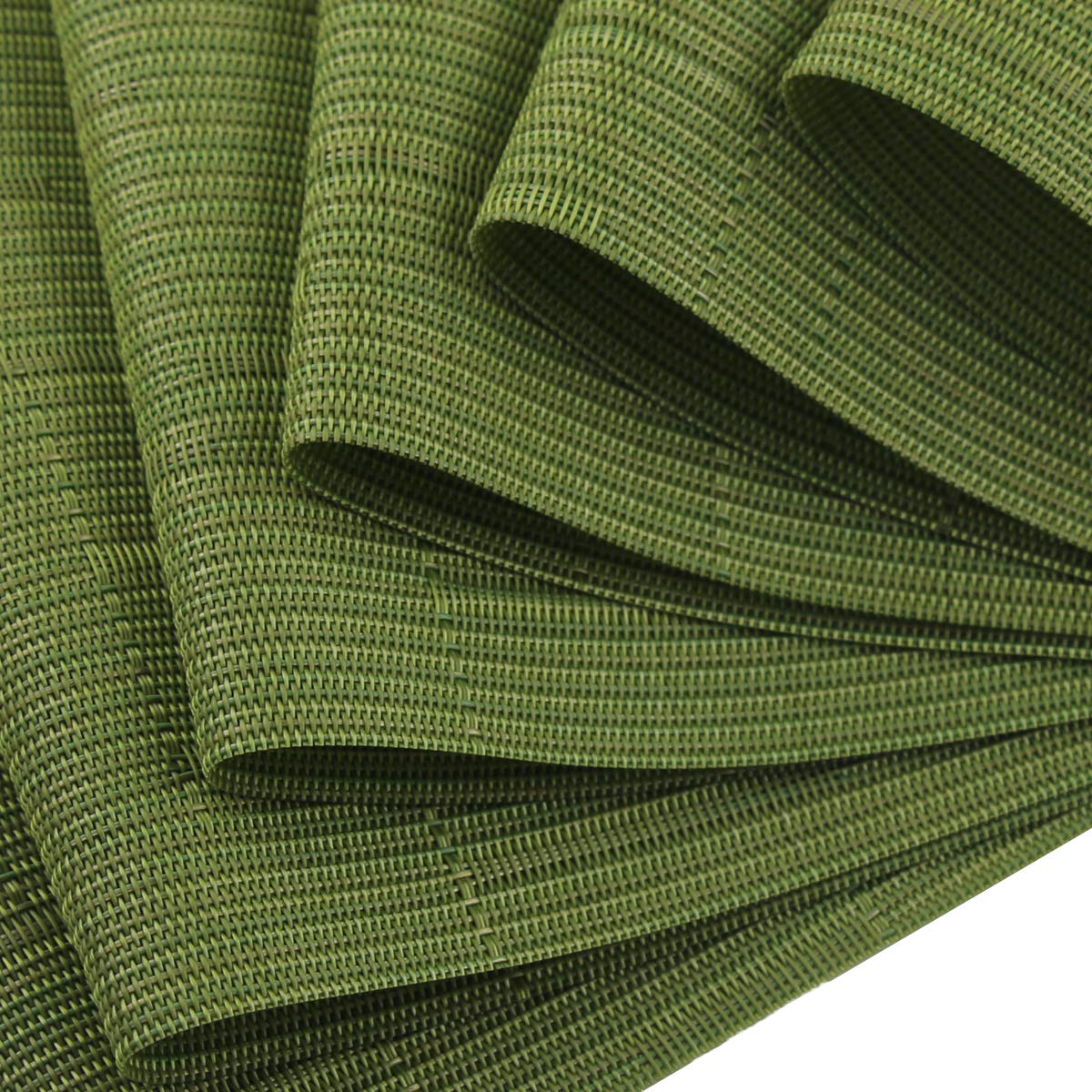Heat-Resistant Cross-Weave Placemat & Table Runner Set (6 Placemats + 1 Runner, Sage Green) - Washable Dining Table Mats for Everyday Use & Dinner Parties