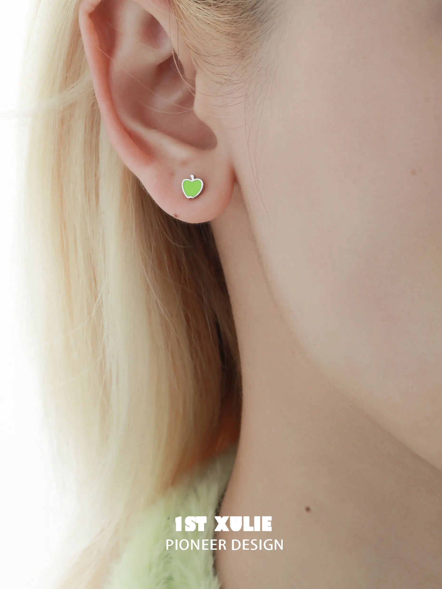 Cuties' Appleland Kitten & Puppy Apple Core 18k Gold Plated Stud Earrings - Perfect for Pet Lovers, Kids Jewelry & Everyday Wear
