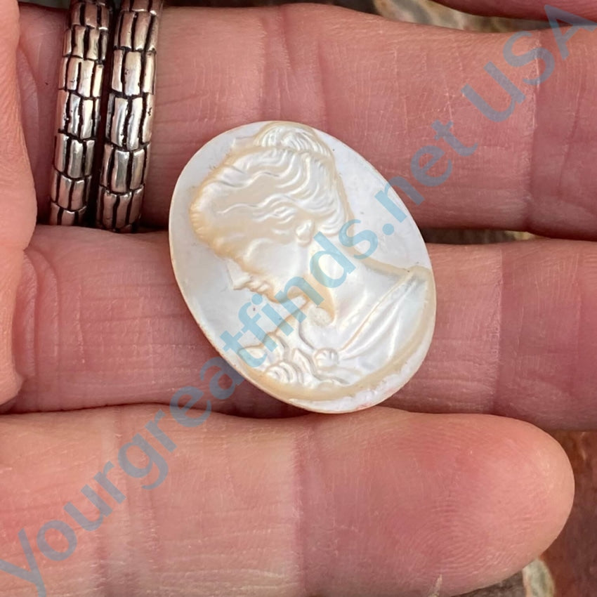 Vintage Hand-Carved Mother of Pearl Cameo Pendant - Unset Jewelry Making Supply for Necklace, Brooch & DIY Craft Projects