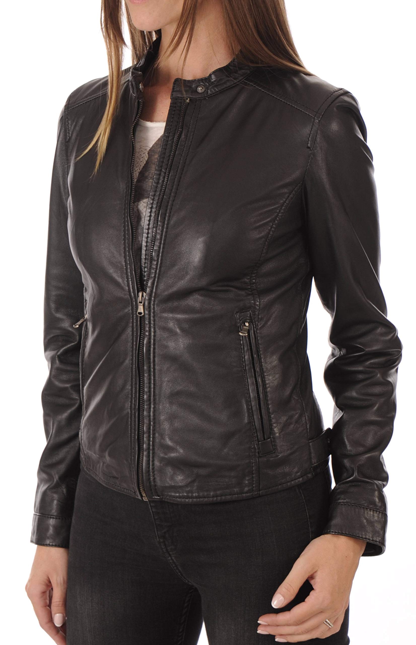 KYZER KRAFT Women's Genuine Lambskin Leather Bomber Jacket - Stylish Motorcycle Biker Jacket for Women | Perfect for Riding, Casual Outfits & Night Out