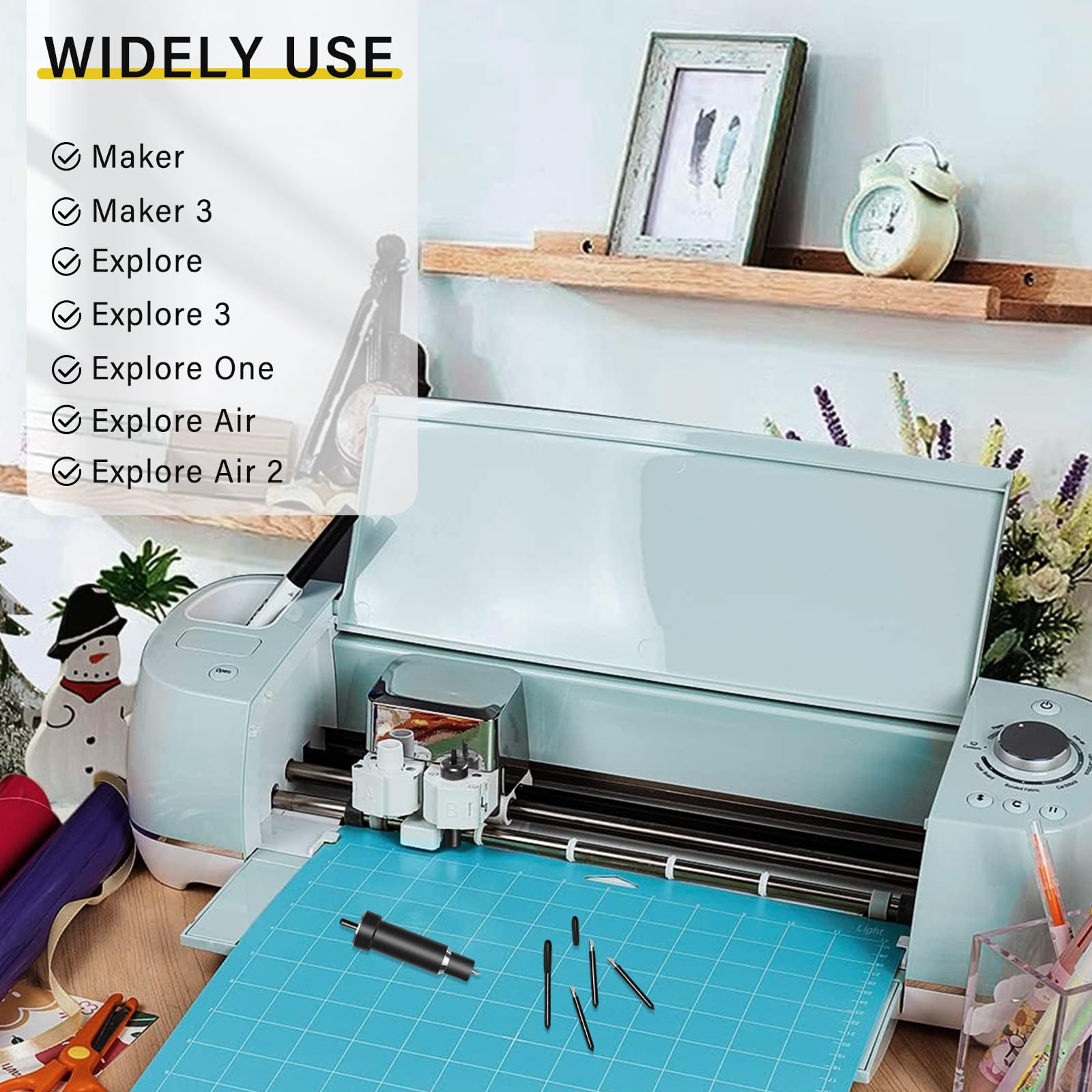 Precision Deep Cut Blades (4pcs) for Cricut Maker 3/Maker/Explore 3/Air 2/Air/One - 1.4mm Replacement Blades & Housing for Thick Materials - Perfect for Vinyl, Cardstock, Leather & DIY Craft Projects