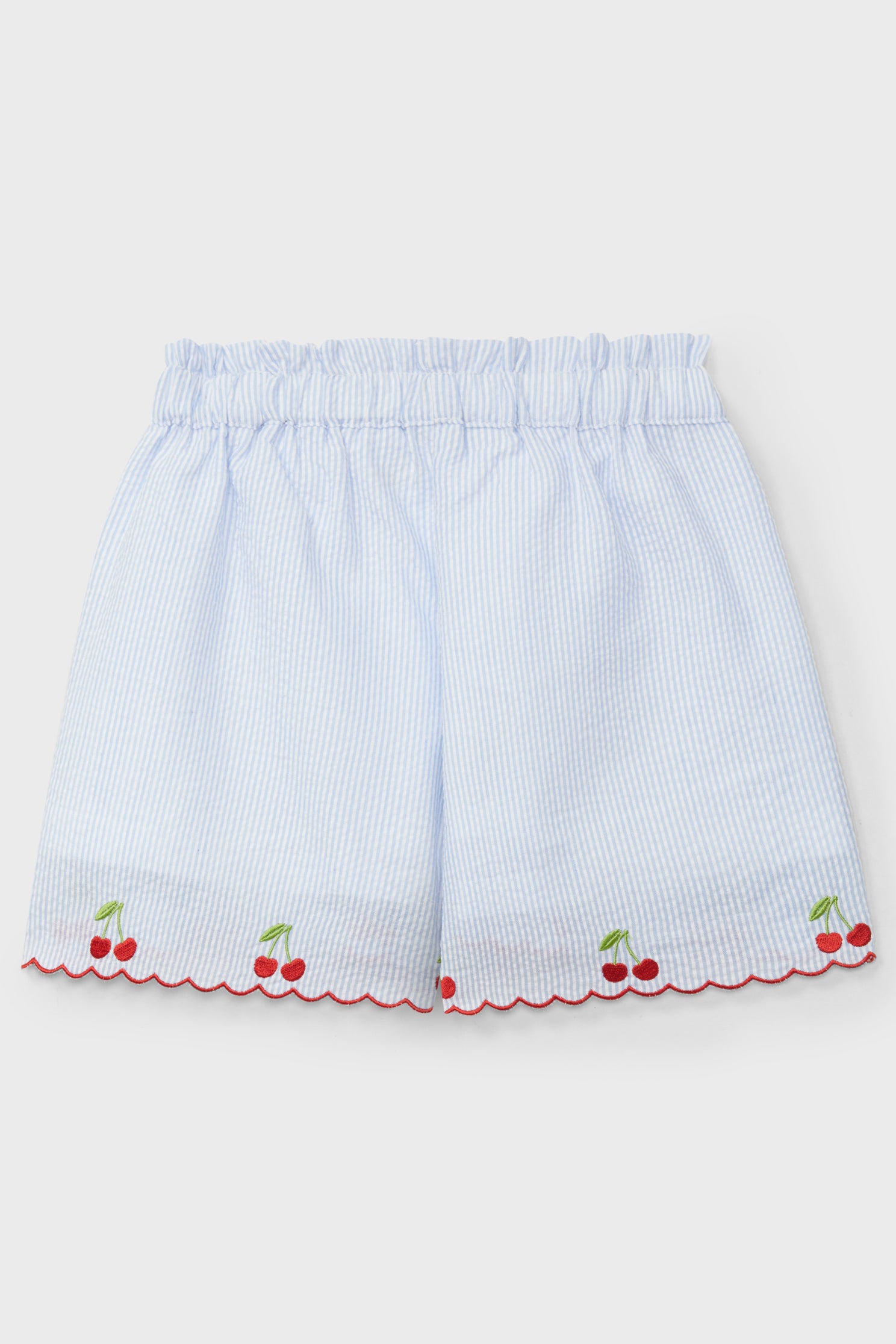 Stylish Blue Striped Cherry Print Top & Shorts Set - Women's Summer Outfit for Beach, Vacation & Casual Wear