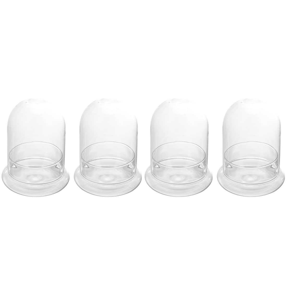GANAZONO 4Pcs Glass Dome Terrarium Kit with Air Plants - Clear Bell Jar Cloche for Cupcake Display, Home Garden Decor & Desktop Stand - Perfect for Indoor Plant Displays, Wedding Centerpieces and Office Decor