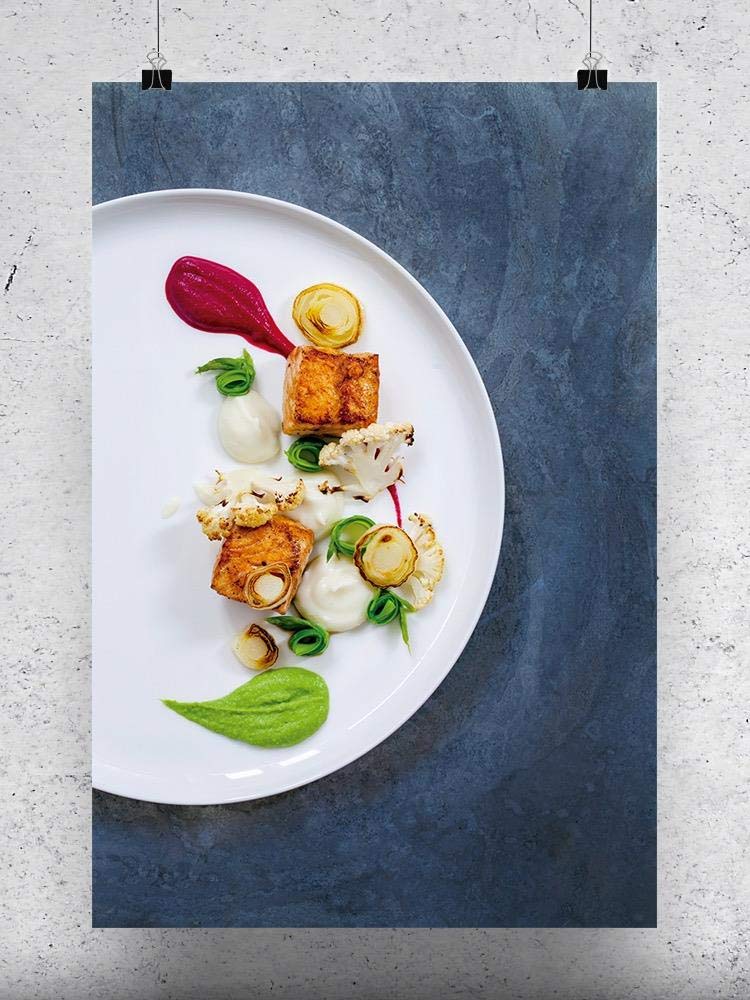 Smartprints Pan Fried Salmon with Pea Poster - Kitchen Wall Art for Food Lovers, Perfect for Home Decor & Restaurant Display