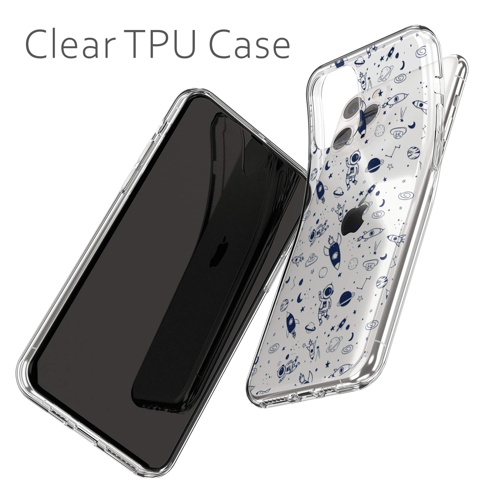 Premium PU Leather Wrist Band Compatible with Apple Watch Series 7/6/5/4/3/2/1/SE (38-40-41-42-44-45mm) - Stylish Galaxy Rockets Astronaut Print Bracelet Strap with Matching Phone Case | Perfect for Space Enthusiasts, Fashion Accessories & Everyday Wear