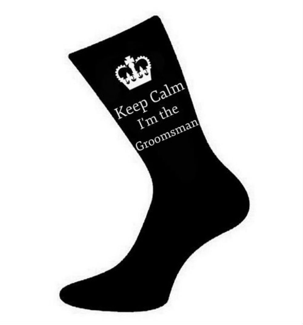 Men's Black 'Keep Calm I'm The Groomsman' Novelty Socks - Perfect for Weddings, Bachelor Parties & Groomsmen Gifts