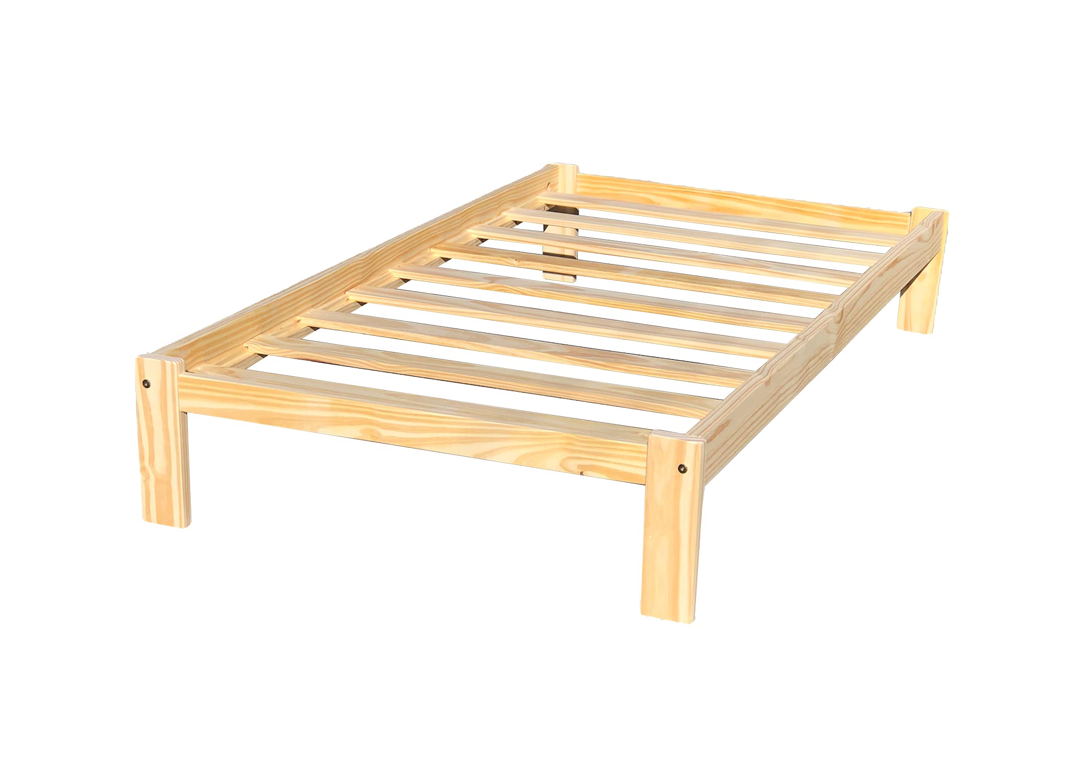 Solid Pine Wood Twin Size Platform Bed - Unfinished Wooden Slats for Mattress Support, No Box Spring Needed - Sturdy Kids Bedroom Furniture for Boys and Girls (Perfect for Small Spaces, Dorm Rooms & Guest Rooms)