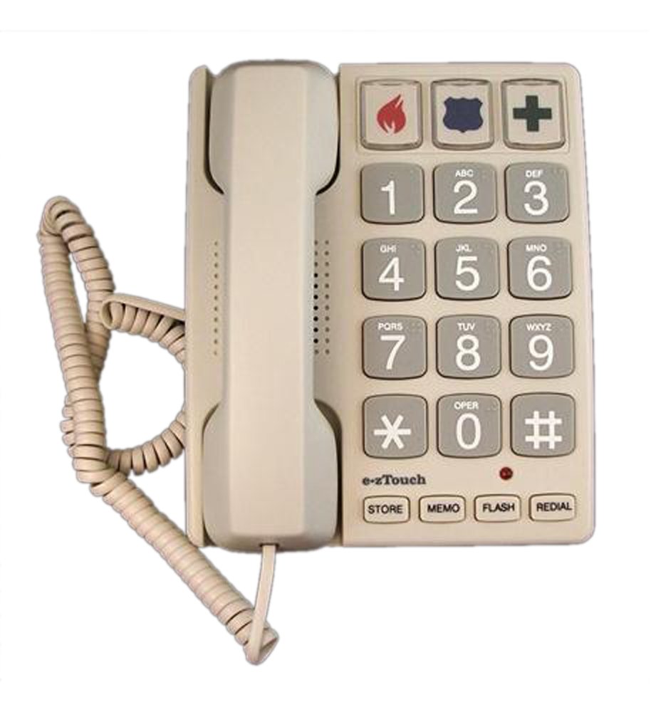 Cortelco 240085-VOE-21F Big Button Corded Telephone with Sand Color - Ideal for Seniors & Visually Impaired at Home or Office