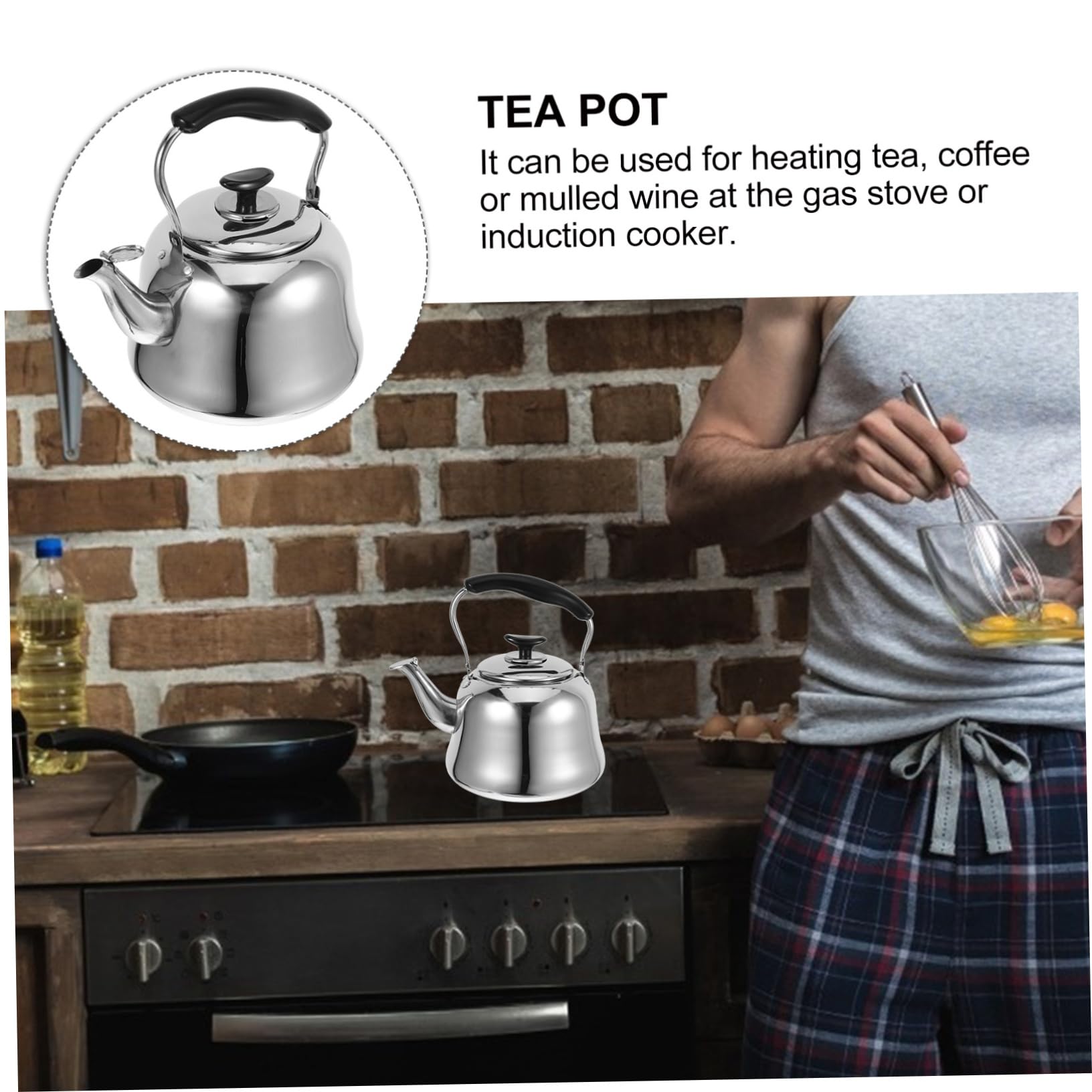 1pc Stainless Steel Whistling Tea Kettle - 1.5L Household Water Kettle with Ergonomic Handle & Loud Whistle - Perfect for Stovetop, Camping, Office & Home Tea Brewing