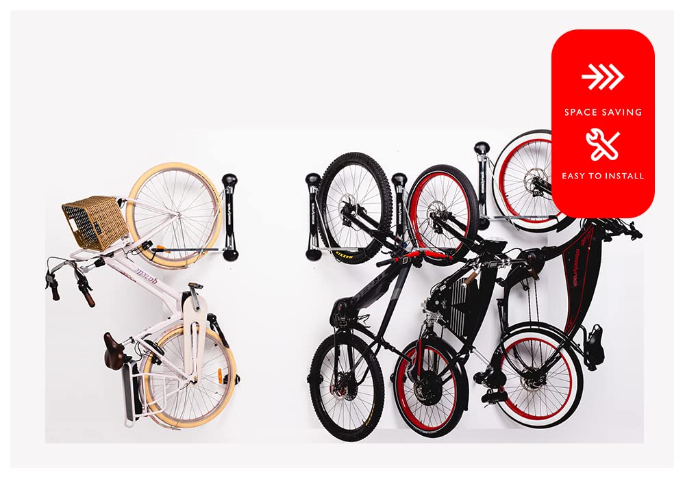 Steadyrack Bike Rack for eBikes - Heavy Duty Wall Mounted Bike Storage Solution for Home, Garage, or Bike Park - Space Saving Vertical Bike Holder for Indoor & Outdoor Use