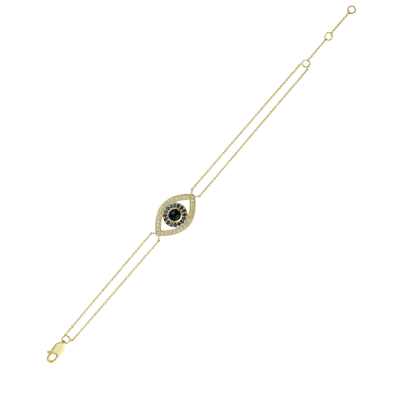 14K Yellow Gold Chain Bracelet with Natural Blue Sapphire Evil Eye Charm - Elegant Jewelry for Protection & Style, Perfect for Gifts, Daily Wear & Special Occasions