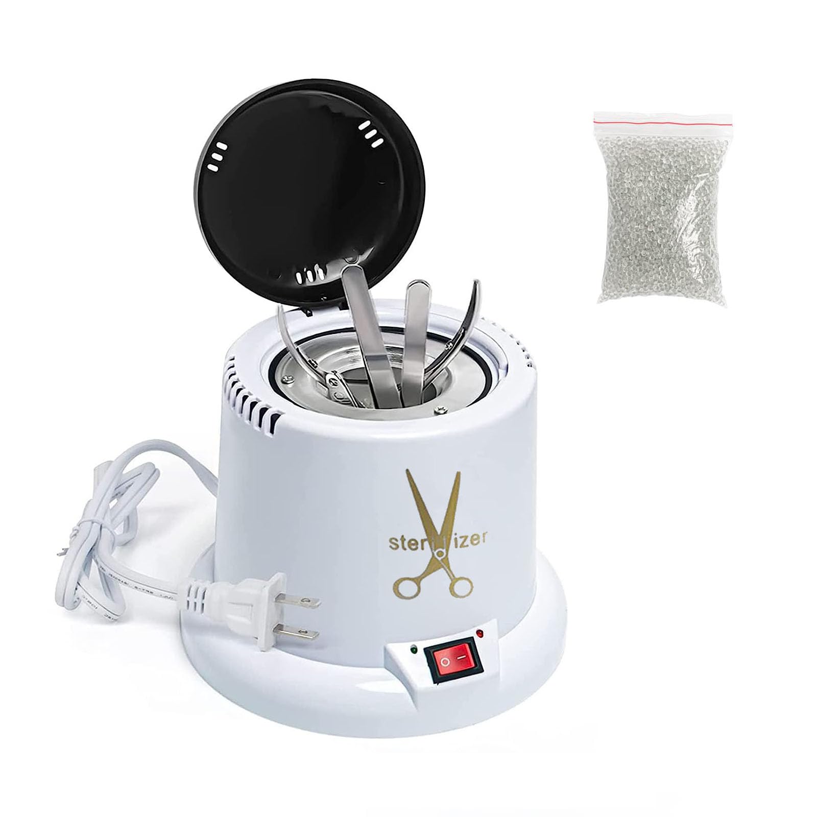 Professional Nail Tool Sterilizer Machine - High Temperature UV Sanitizer for Nail Salon Tools, Hair Cutting Scissors & Beauty Equipment with Glass Bead Technology (White) - Perfect for Nail Art Salons, Barber Shops & Home Use