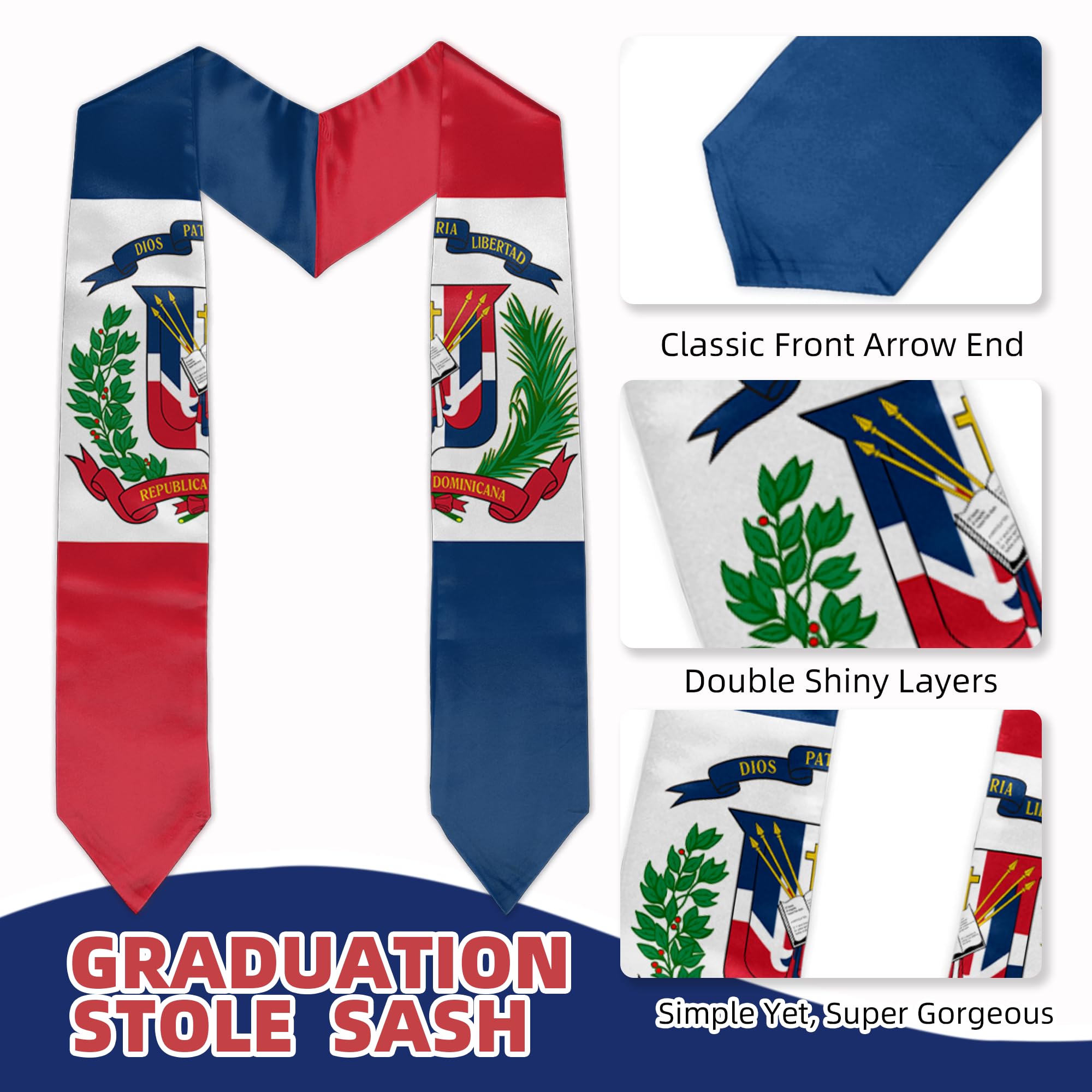 Civilos Unisex Graduation Stole - Honor Sash with Flag Design for Graduation Students | Perfect for Commencement Ceremonies, Academic Achievements & School Pride