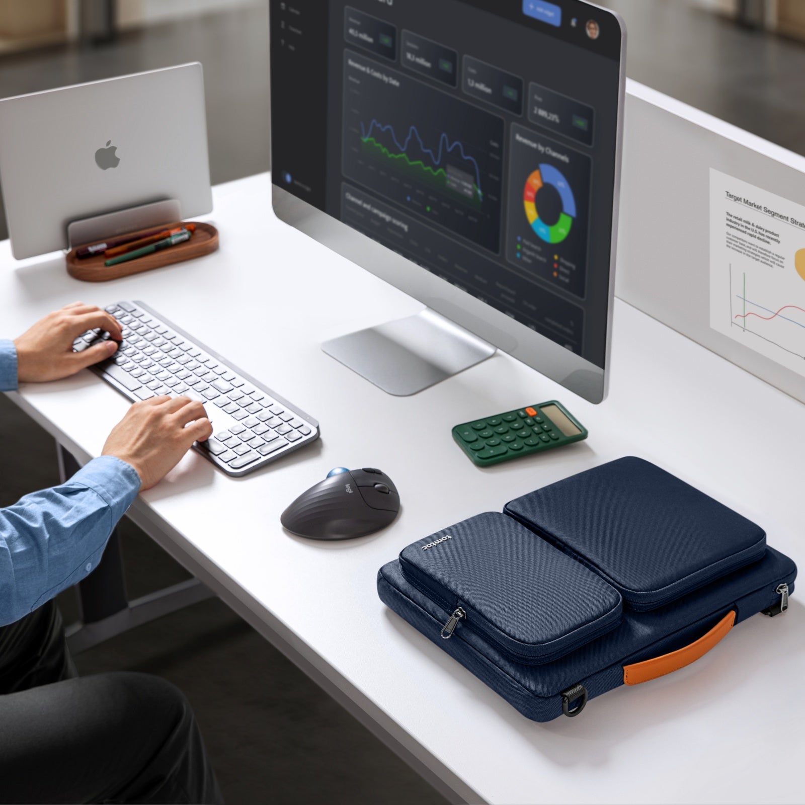 Defender A42 Laptop Shoulder Bag for 16 inch MacBook Pro - Waterproof & Shockproof Computer Case - Perfect for Business Travel, Commuting & College Students