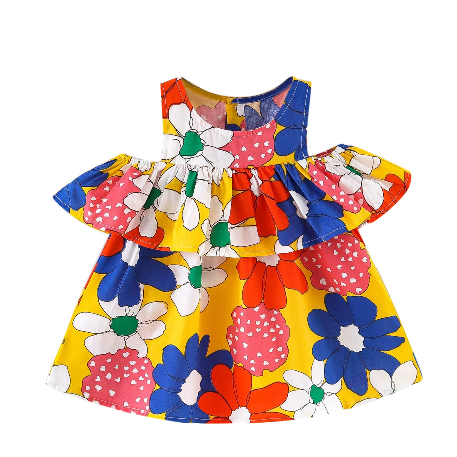 Princess Floral Ruffled Sleeveless Dress for Baby Girls 6M-3Y | Toddler Summer Party Dress | Perfect for Birthday, Photo Shoots & Special Occasions