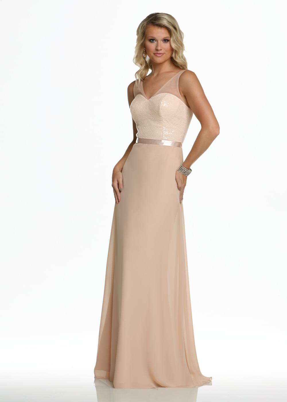 Elegant A-Line Bridesmaid Dress with Flowy Chiffon Skirt & Sparkling Sequin Bodice - Perfect for Weddings, Formal Events & Special Occasions