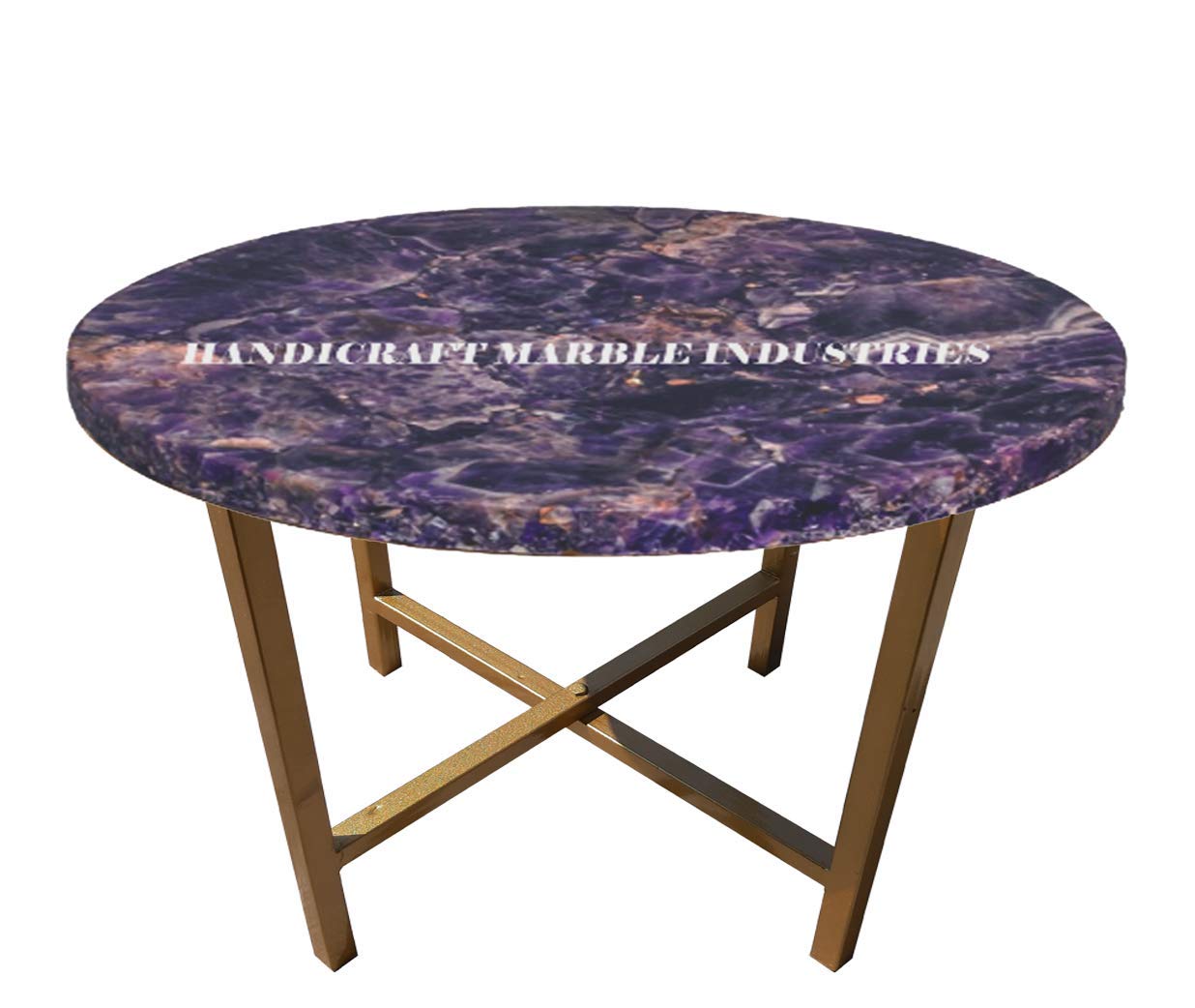 Natural Purple Amethyst Stone Coffee Table with Metal Stand - 24
