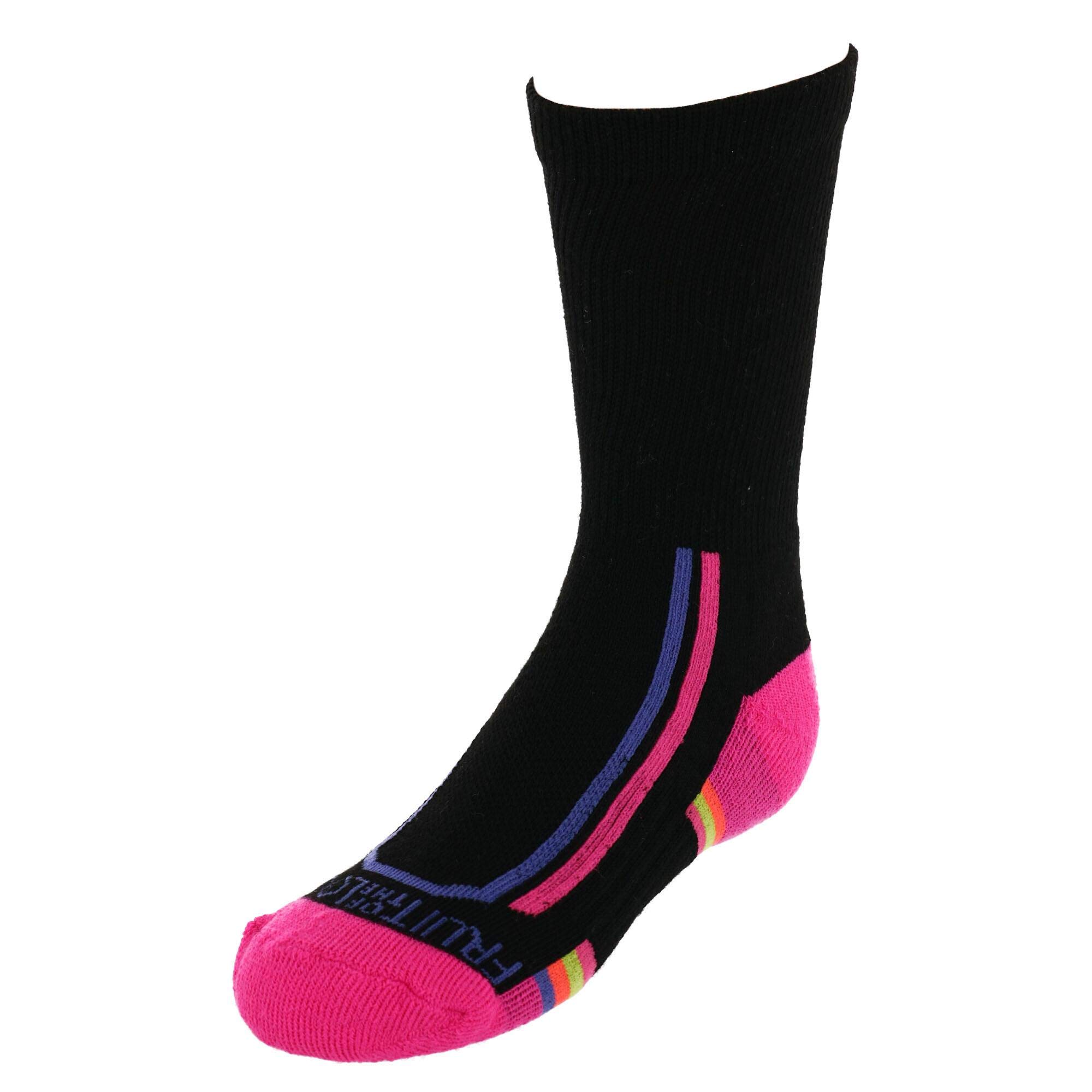 Fruit of the Loom Girls' Comfortable Everyday Active Cushioned Crew Socks - Perfect for School, Sports & Daily Wear