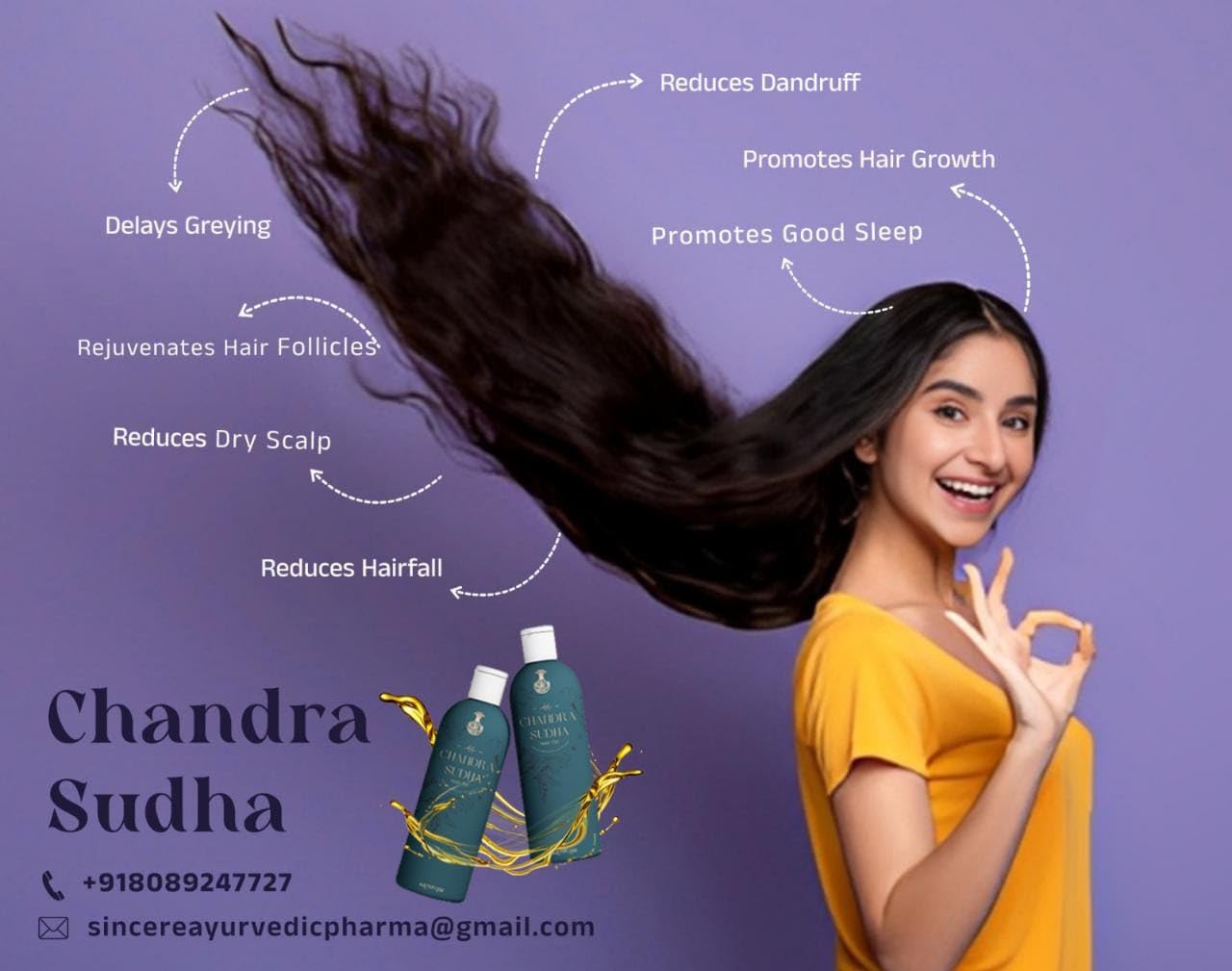 CHANDRA SUDHA Herbal Hair Growth Oil for Men, Women & Kids - Promotes Stronger Hair, Reduces Hair Fall & Controls Dandruff (100ml) - Perfect for Daily Hair Care & Scalp Treatment