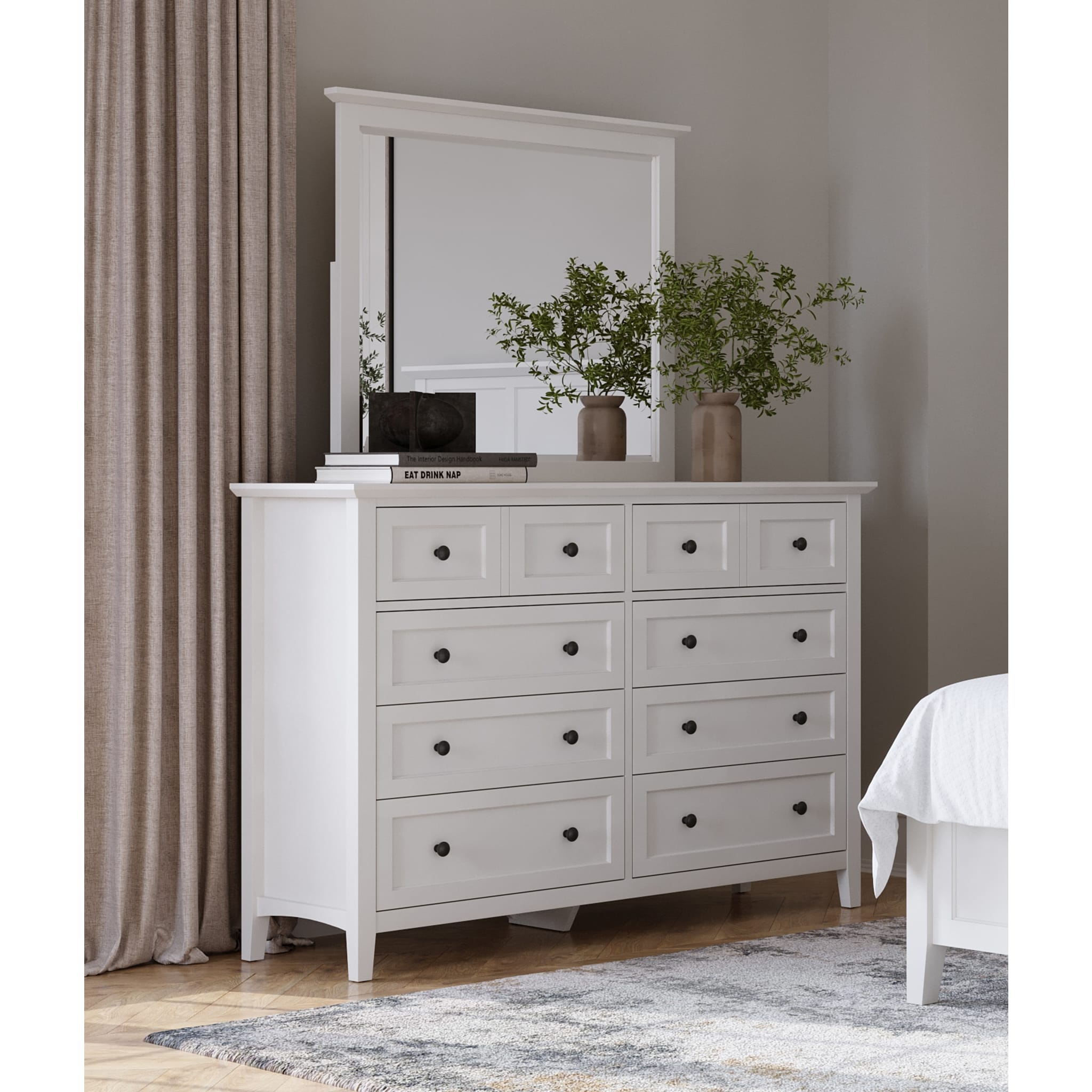Grace 8-Drawer Dresser in Snowfall White - Modern Bedroom Storage Furniture for Organizing Clothes & Accessories (2024)