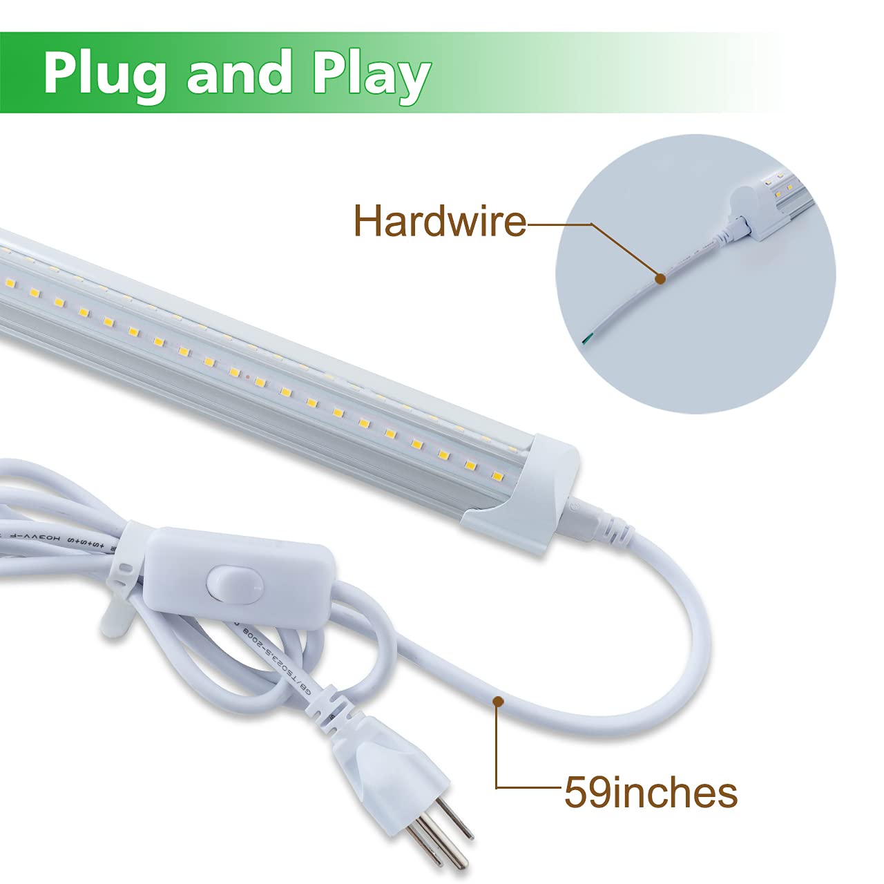12 Pack LED Shop Light Fixture - 8FT 75W Integrated V-Shaped Tube Light, Linkable White Daylight 6000K Garage Lighting - Indoor Workshop Lights with On/Off Switch & Clear Cover - Perfect for Garages, Warehouses, and Commercial Spaces