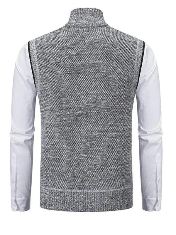 Men's Stand Collar Sleeveless Knit Vest - Slim Fit Casual & Layering Piece for Office, Outdoors & Fall Fashion