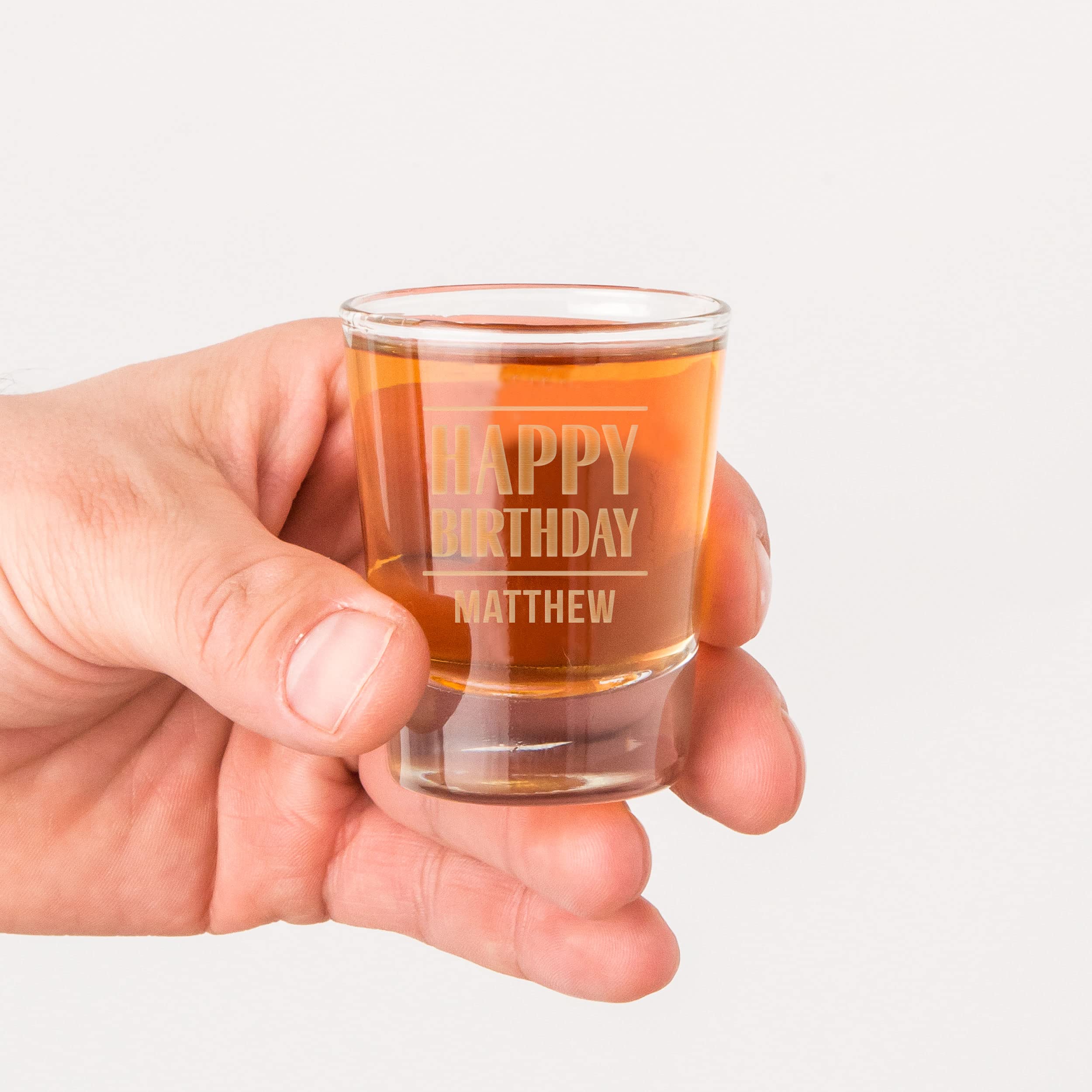 Weddingtar Personalized Engraved 1 oz Shot Glass - Happy Birthday Gift for Him/Her - Perfect for Birthday Parties, Bachelor/Bachelorette Celebrations & Anniversary Gifts