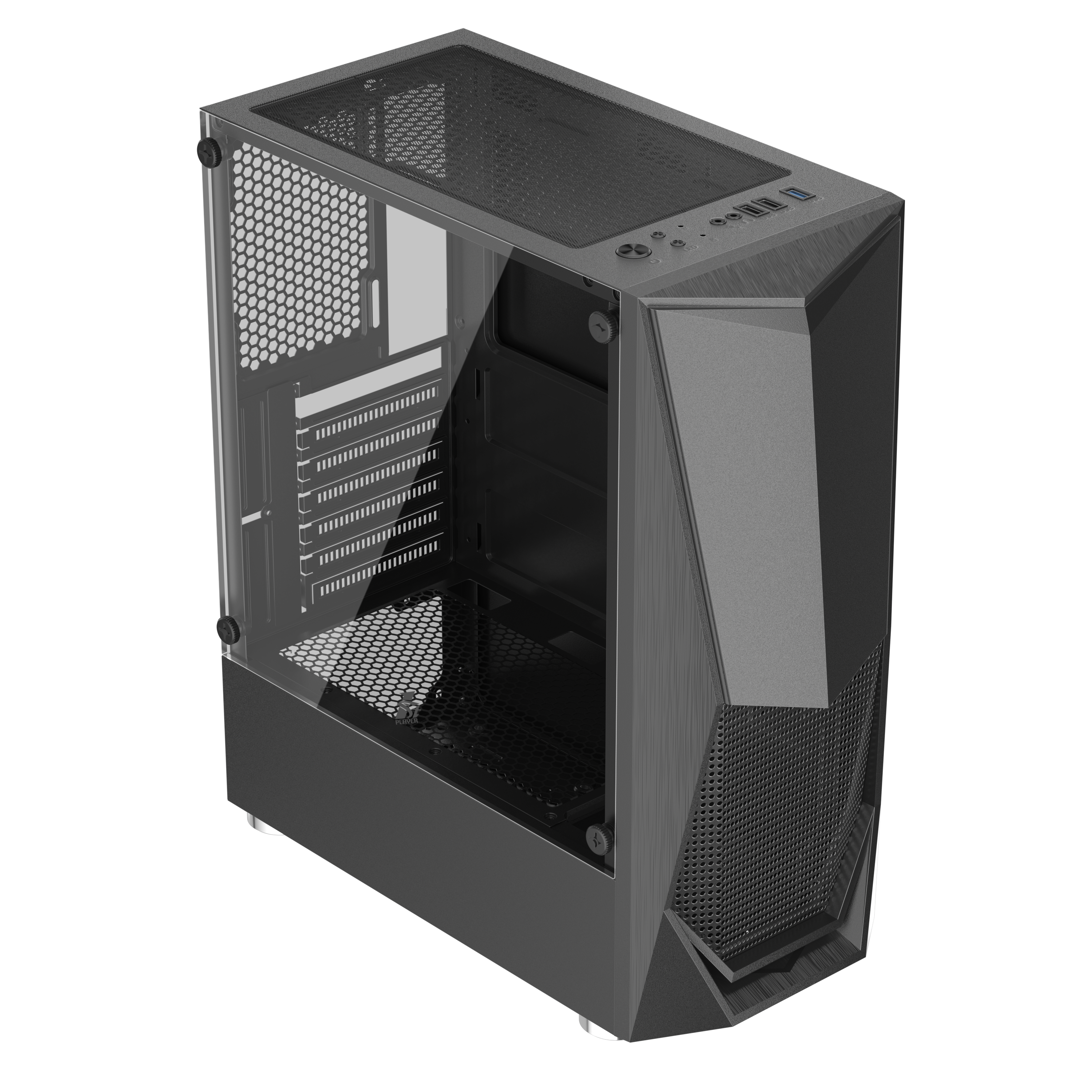 1st Player DK 3 Micro ATX Tempered Glass PC Gaming Case - Compact M-ATX Tower with RGB Lighting for High-Performance Gaming & Streaming Setup