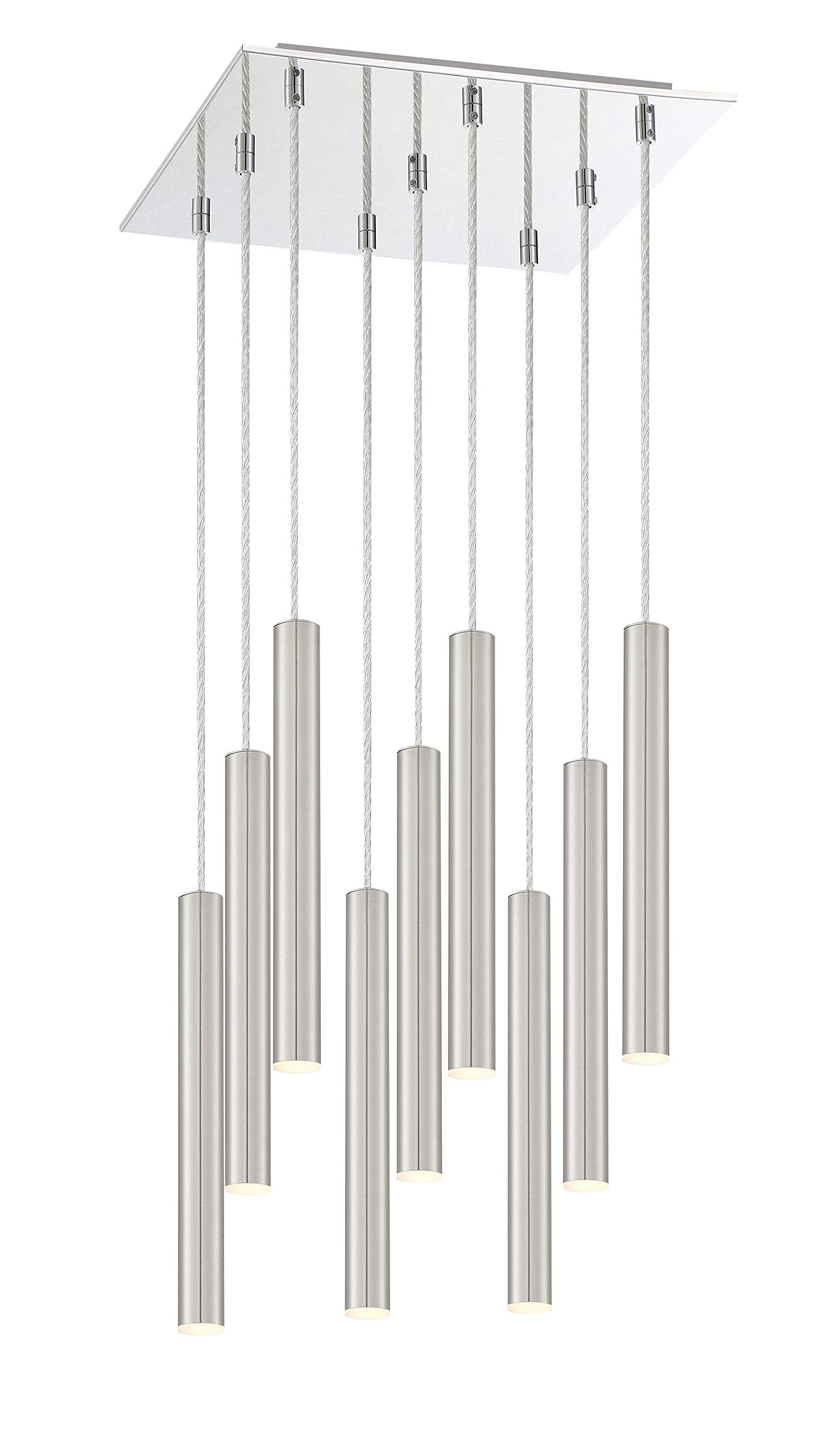 9-Light Brushed Nickel Chandelier for Kitchen Island or Billiard Room - Modern Farmhouse & Industrial Style Pendant Lighting Fixture