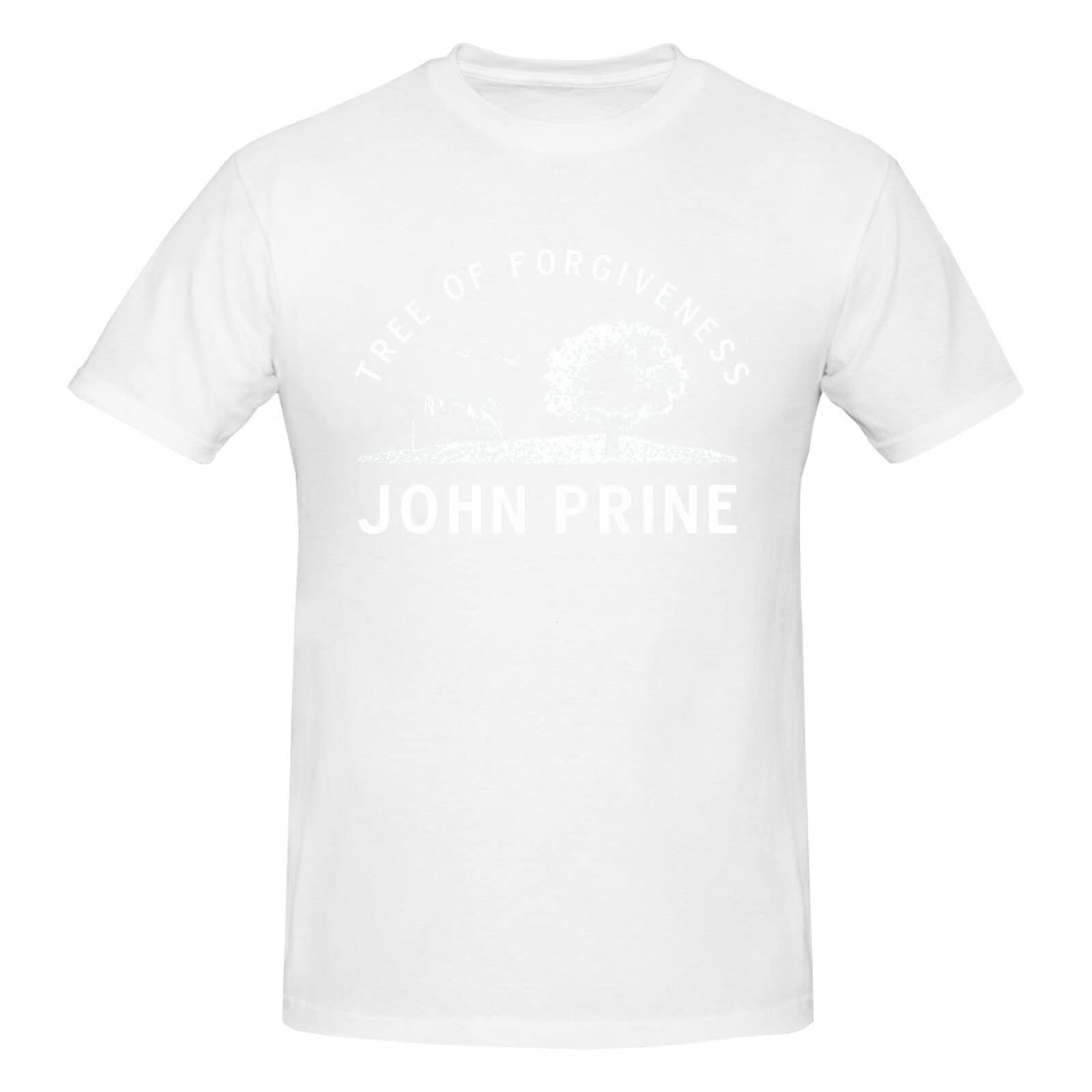 John Prine Graphic Print Men's Short Sleeve Cotton T-Shirt - White Medium - Casual Wear, Outdoor Activities & Music Festival Apparel