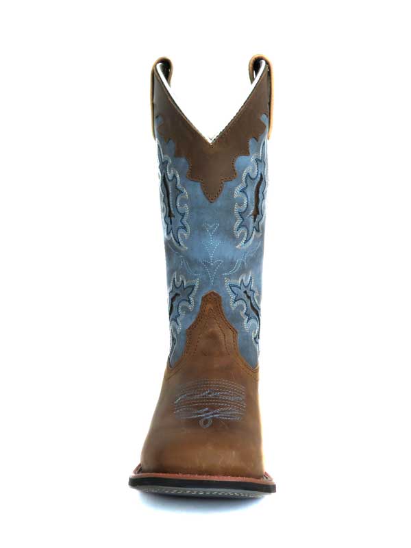 Laredo 5666 Women's Isla Square Toe Cowgirl Boots - Tan & Blue Western Boots for Country Dancing, Rodeo & Casual Wear