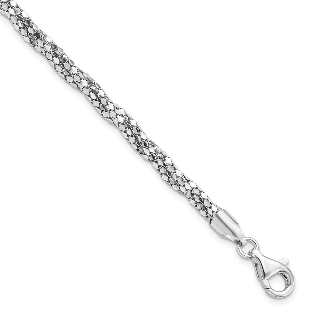 Sterling Silver Polished Mesh Bracelet for Women - Elegant & Durable Jewelry Gift for Birthday, Anniversary, or Special Occasions