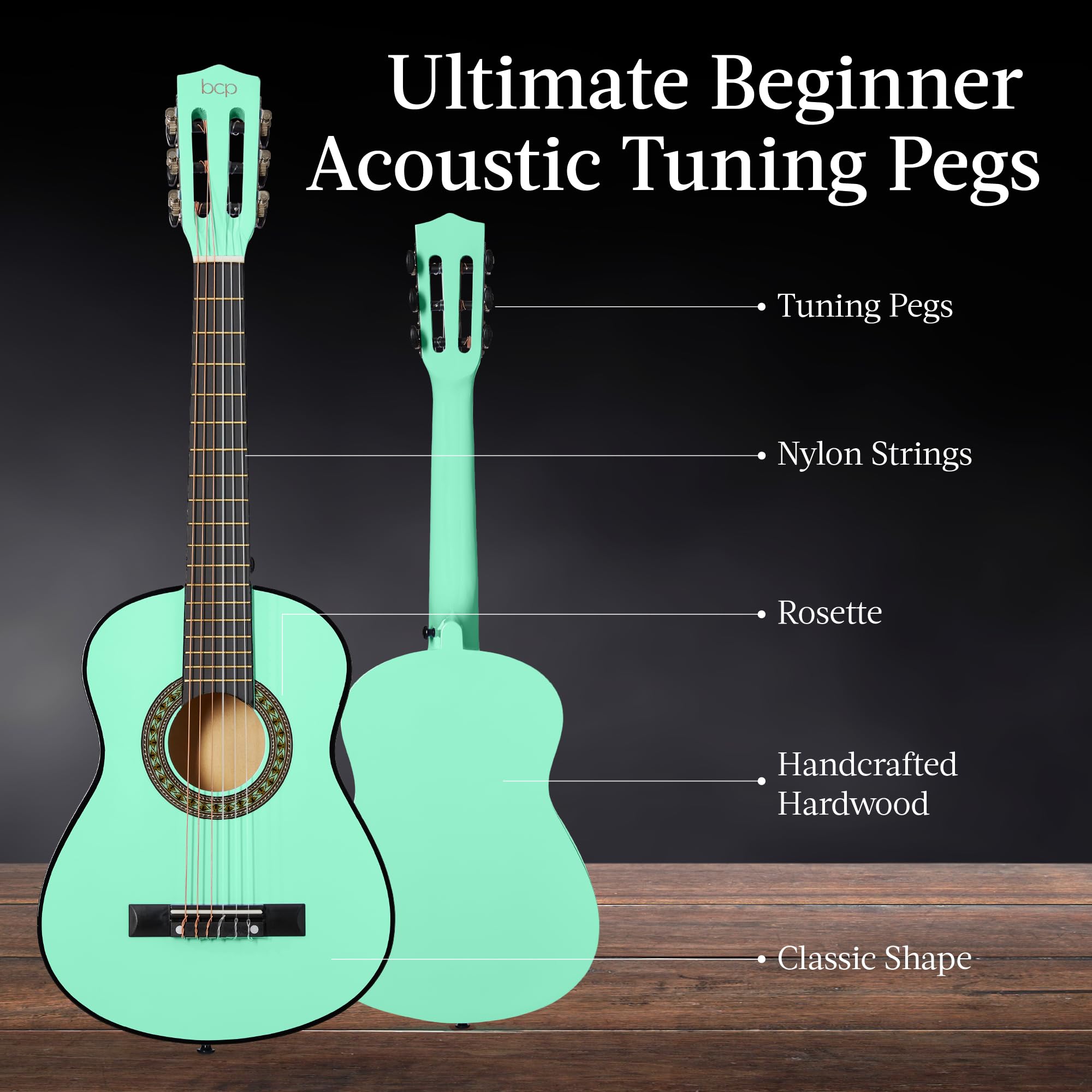 Best Choice Products 30-inch Kids Acoustic Guitar Starter Kit with Strap, Case, Extra Strings & Rosette Inlay - SoCal Green | Beginner Musical Instrument for Children, Perfect for Home Practice, School Performances & Birthday Gifts