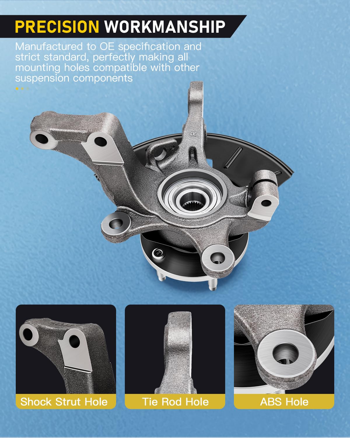 OCPTY Front Passenger Side Wheel Hub Bearing & Steering Knuckle Assembly - Compatible with 2005-2012 Ford Escape, Mazda Tribute, Mercury Mariner 2.3L 2.5L 3.0L (Part# 698-404) - Smooth Ride & Precise Steering for Daily Commute & Highway Driving