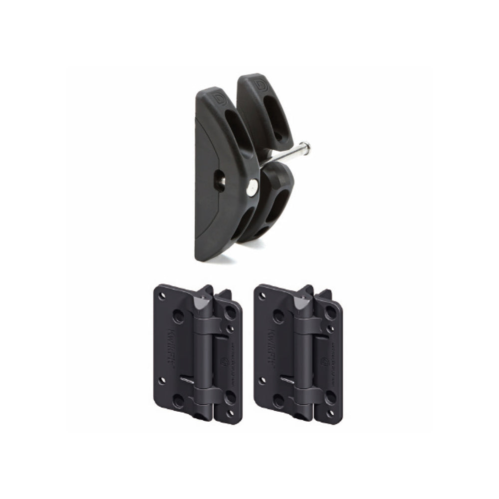 T Latch & KwikFit Hinge Pack - Heavy Duty Door Hardware Kit for Cabinets, Gates & Furniture - Easy Installation & Secure Closure (Ideal for DIY Projects, Home Improvement & Outdoor Structures)