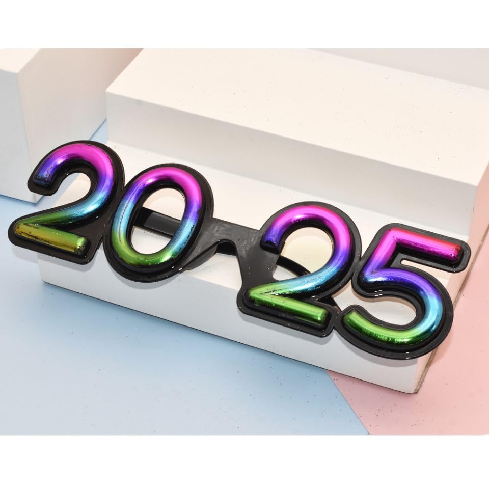 SWYOUN 5PCS 2025 Plastic Party Glasses - New Year's Eve & Graduation Celebration Supplies - Class of 2025 Photo Props for NYE Parties, Graduation Ceremonies & Festive Events
