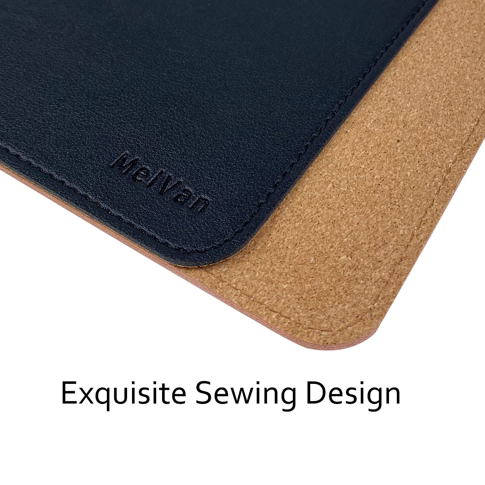 Premium PU Leather Mouse Pad with Stitched Edge - Waterproof Wooden Gaming Mouse Mat for PC, Laptop, Office & Home Use - 10.2