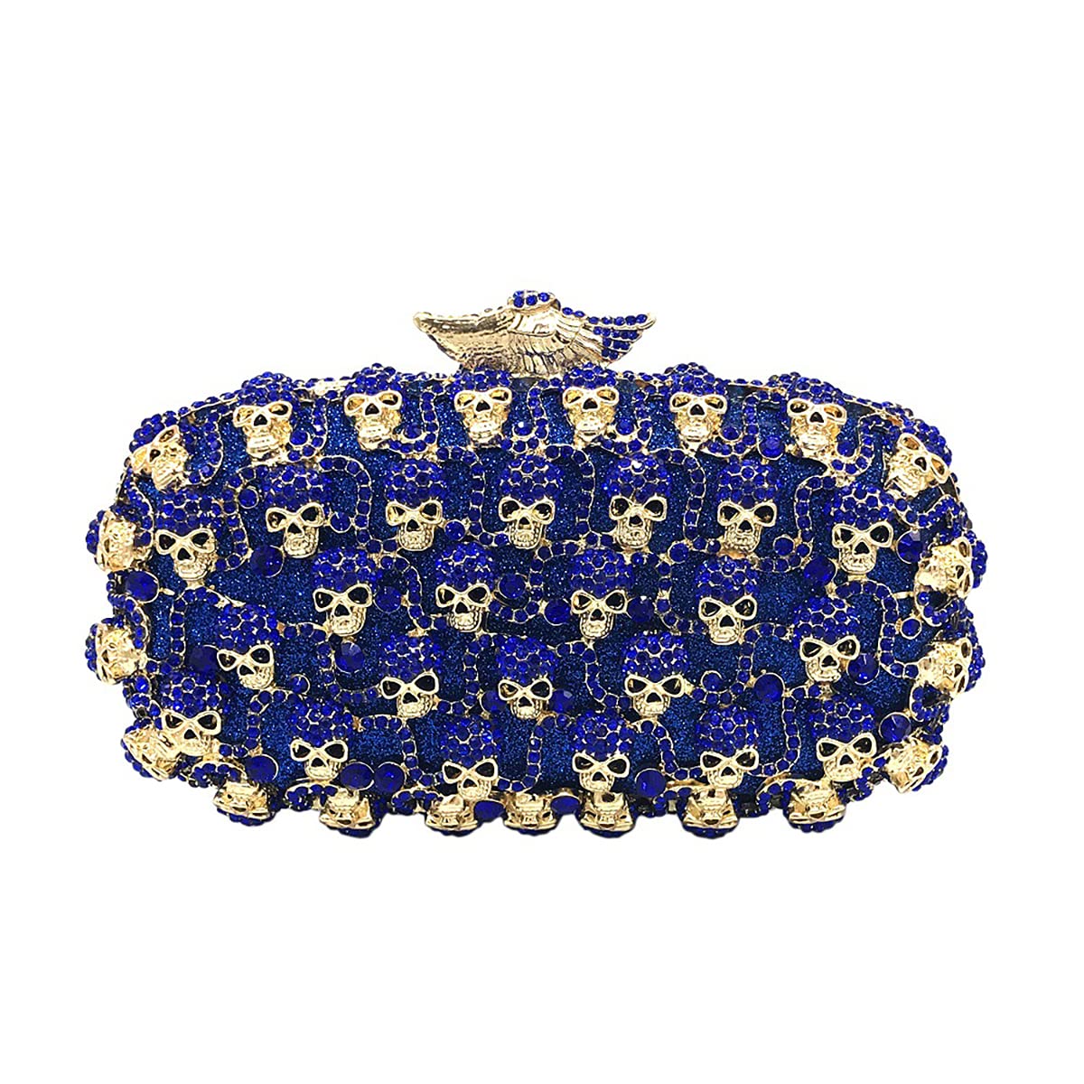 Sparkling Rhinestone Skull Clutch Purse for Women - Elegant Evening Bag for Parties, Weddings & Halloween - Blue Glamorous Accessory for Prom, Bachelorette & Costume Events