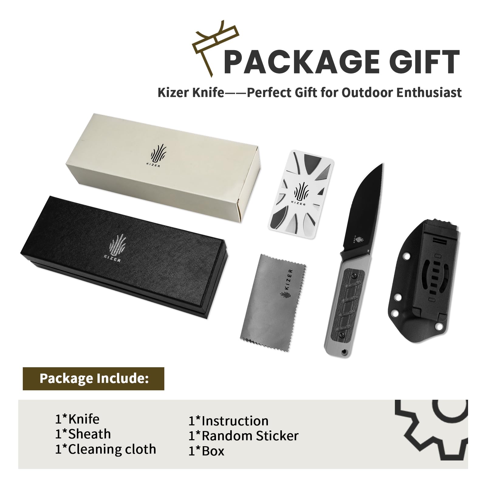 Kizer Smolt Fixed Blade Knife - 2.93