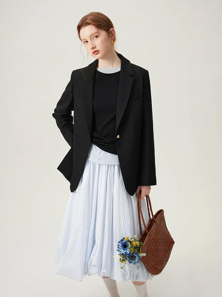 Korean Style Women's Blazer Jacket - Spring Professional Formal Suit Coat for Office & Business | Elegant Workwear for Women | 24FS11069 | Perfect for Business Meetings, Office Wear & Formal Events