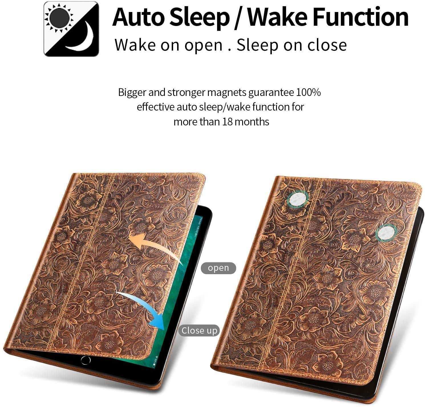 Premium Genuine Cowhide Leather Case for iPad Air 4 (10.9 Inch 2020 Model) with Built-in Apple Pencil Holder - Brown Folio Cover for iPad Air 4th Generation | Perfect for Office, Travel & Home Use
