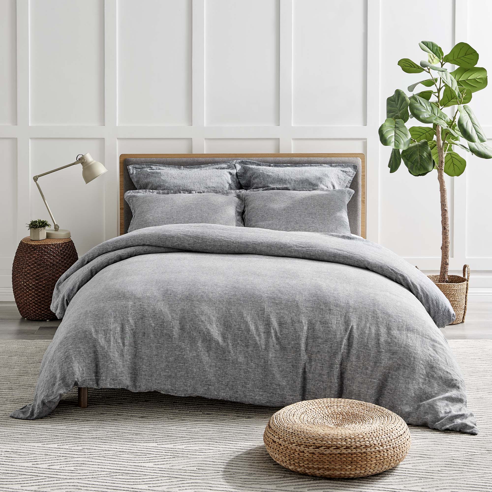 Premium Washed Linen Duvet Cover Set - Breathable & Soft 100% Natural Flax Fabric - Queen Size Bedding for Summer & All Seasons - Perfect for Cozy Bedrooms, Guest Rooms & Vacation Homes