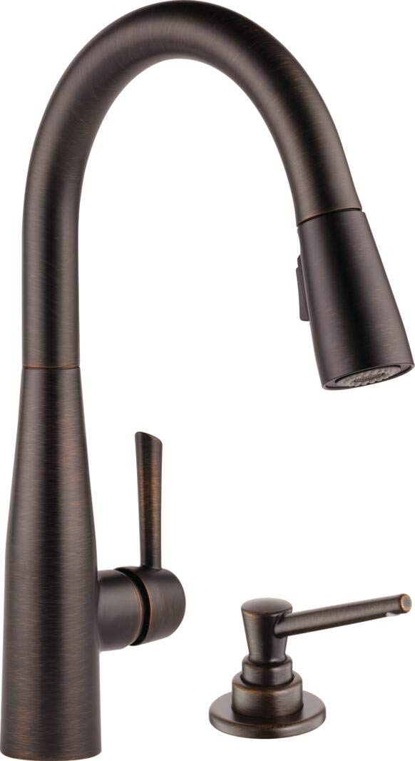 Delta Essa Pull Down Kitchen Faucet with Sprayer - Venetian Bronze Single Handle Sink Faucet with Soap Dispenser | Perfect for Modern Kitchens & Easy Dishwashing