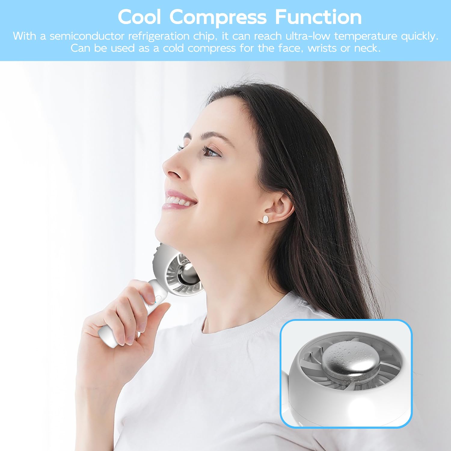 Mezeic Portable Handheld Fan - USB Rechargeable 3-Speed Mini Personal Fan with 2000mAh Battery | Compact Cooling Fan for Summer, Beach, Office, Travel, Indoor & Outdoor Use | Perfect for Hot Weather, Commuting, Camping and Home Comfort